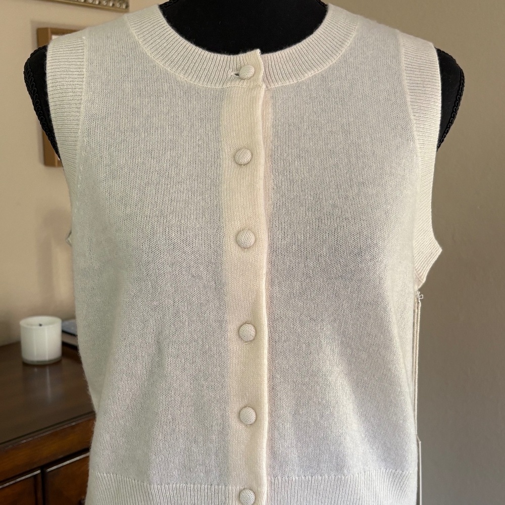 Joie 100% Cashmere Button-Front Sweater Vest in Ivory – NWT